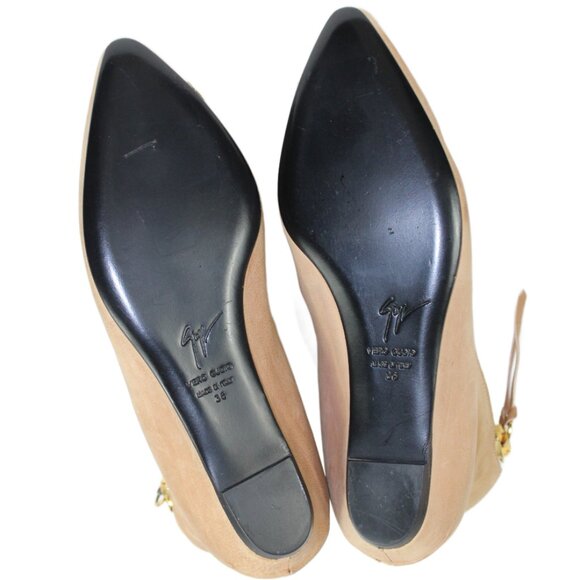 Giuseppe Zanotti Beige Nubuck Leather Exposed Gold Accent Zipper Ankle Boot, 36 - Picture 10 of 10